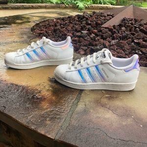 Adidas superstar youth 5 white/ iridescent
